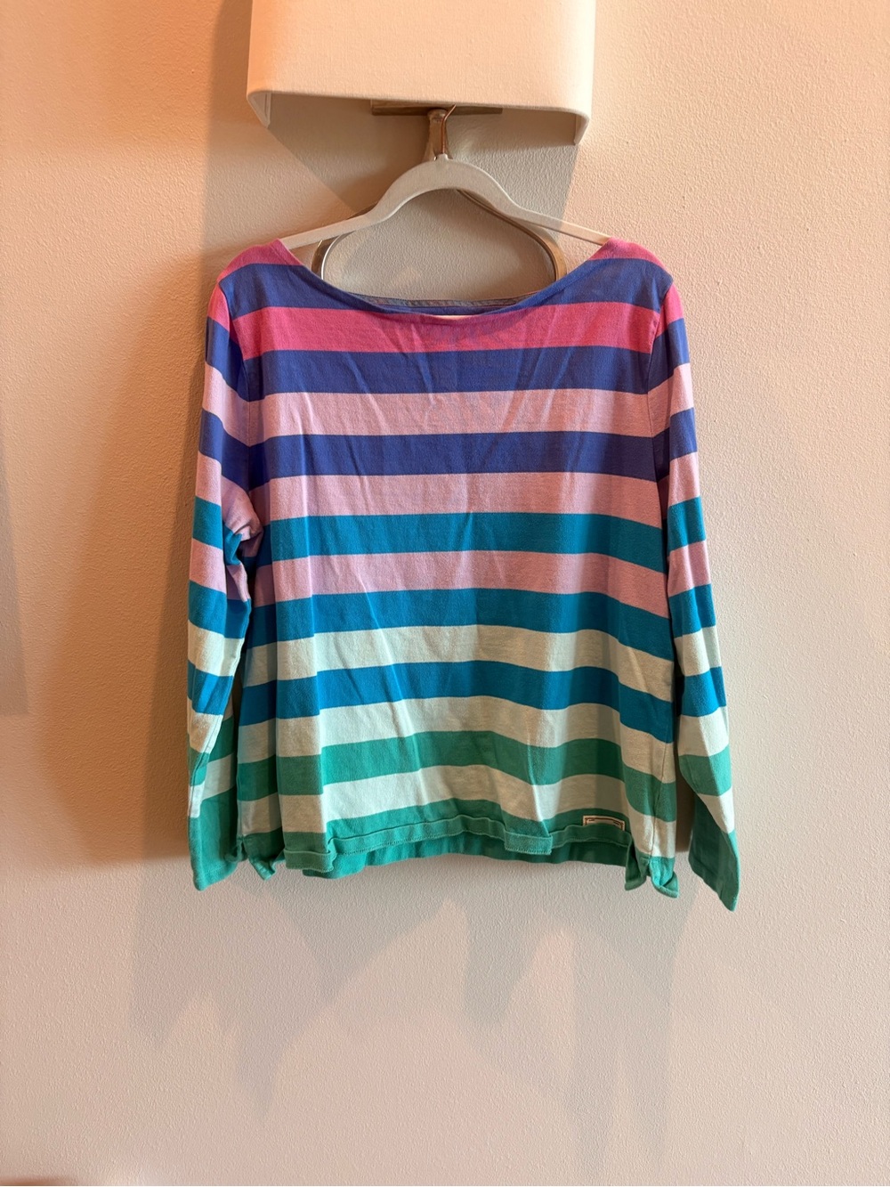 Talbots Blue and Pink Striped Crewneck Top